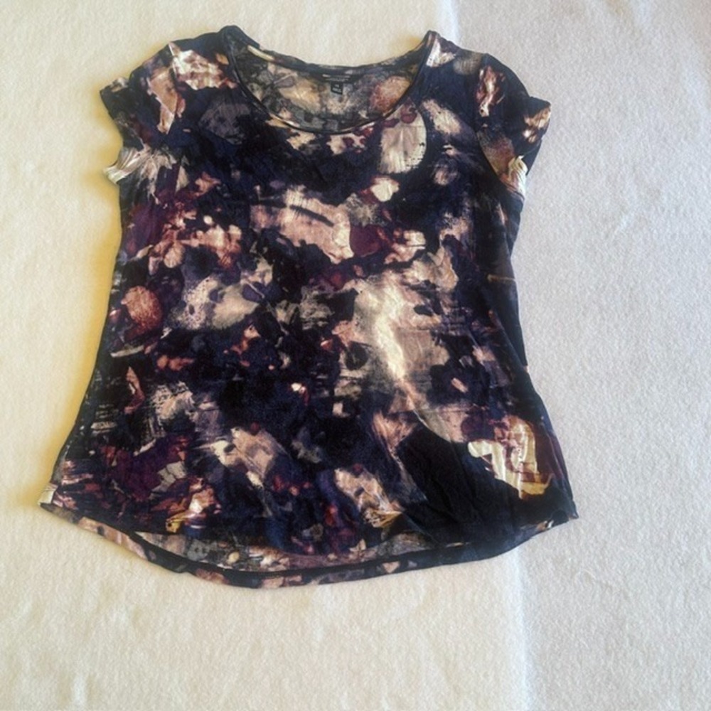 Simply Vera Vera Wang Abstract Top Womens Size M Multicolor Short Sleeve Blouse